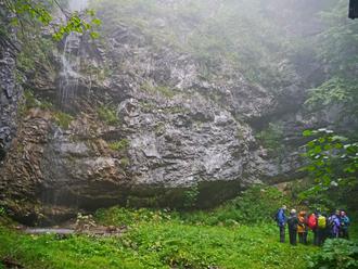 Passing a waterfall