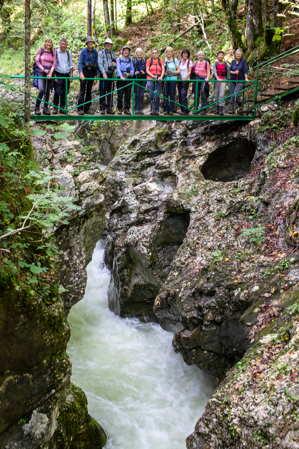 The Group on a bridge over the Mostnica Gorge