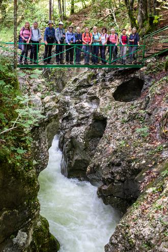 The Group on a bridge over the Mostnica Gorge